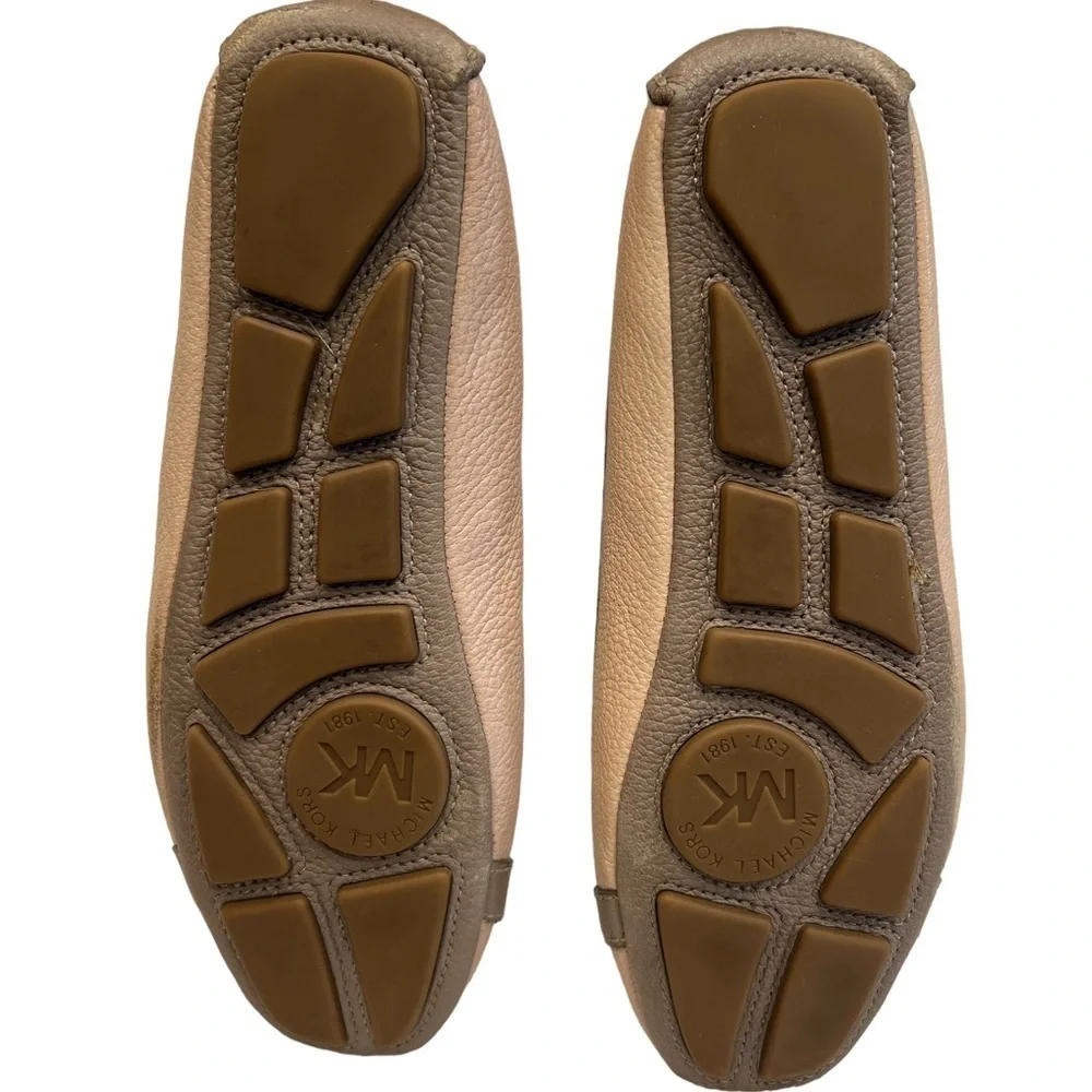 Michael Kors Women’s Fulton Moc Two Tone Ercu Leather Flats Shoes Sz 6.5